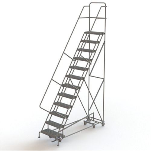 All Directional Rolling Ladder, 12 Steps, 24" Step Width, 120" Platform Height, Steel