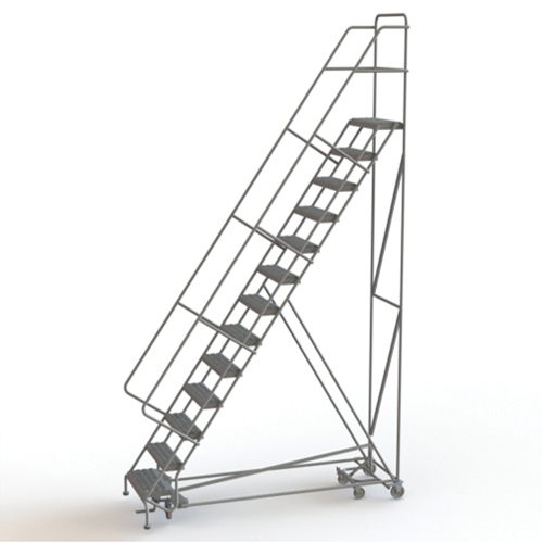 All Directional Rolling Ladder, 13 Steps, 24" Step Width, 130" Platform Height, Steel