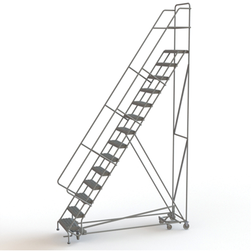 All Directional Rolling Ladder, 14 Steps, 24" Step Width, 140" Platform Height, Steel