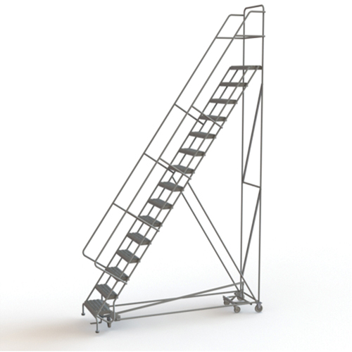 All Directional Rolling Ladder, 15 Steps, 24" Step Width, 150" Platform Height, Steel