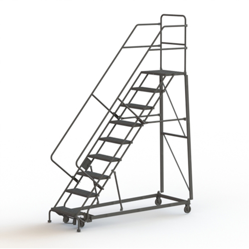 Heavy Duty Safety Slope Ladder, 9 Steps, Serrated, 50° Incline, 90" High
