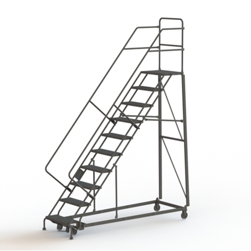 Heavy Duty Safety Slope Ladder, 10 Steps, Serrated, 50° Incline, 100" High