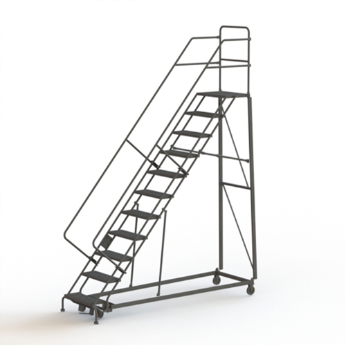 Heavy Duty Safety Slope Ladder, 11 Steps, Serrated, 50° Incline, 110" High