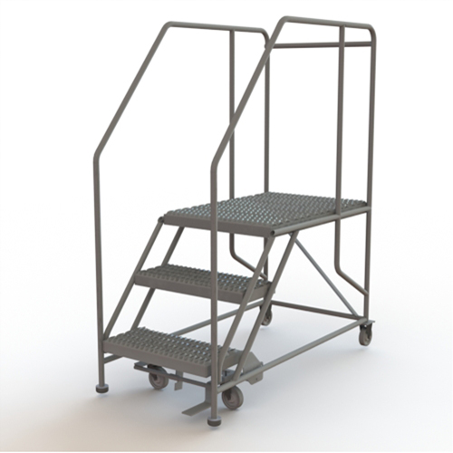 Mobile Work Platform, Steel, 3 Steps, 30" H, 35" D, 24" Step, Serrated