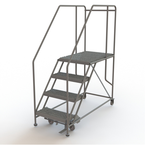 Mobile Work Platform, Steel, 4 Steps, 40" H, 35" D, 24" Step, Serrated