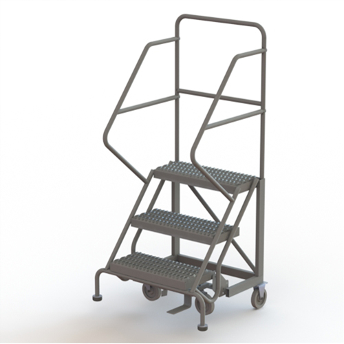 Safety Slope Rolling Ladder, 3 Steps, Serrated, 50° Incline, 30" High