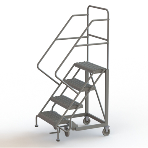 Safety Slope Rolling Ladder, 4 Steps, Serrated, 50° Incline, 40" High
