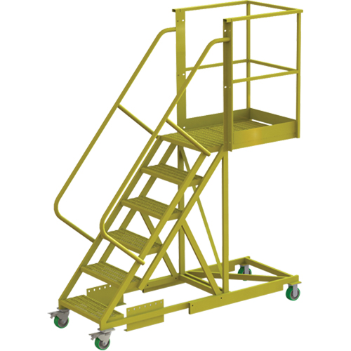 Cantilever Rolling Ladder, Supported, 6 Steps, 30" Platform Depth, 60" Platform Height