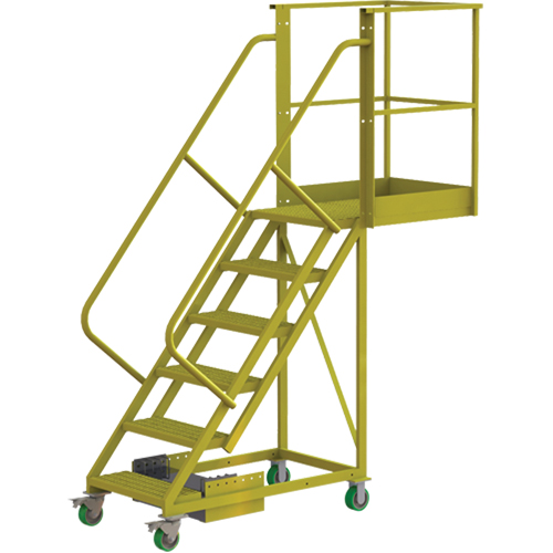 Cantilever Rolling Ladder, Unsupported, 6 Steps, 30" Platform Depth, 60" Platform Height