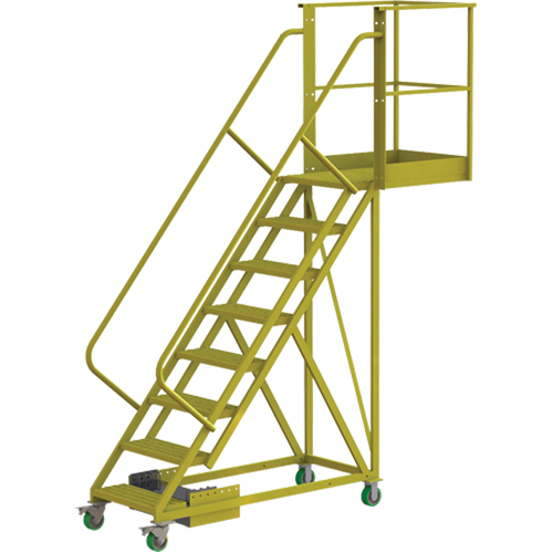 Cantilever Rolling Ladder, Unsupported, 8 Steps, 30" Platform Depth, 80" Platform Height