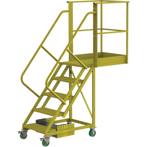 Cantilever Rolling Ladder, Unsupported, 5 Steps, 30" Platform Depth, 50" Platform Height