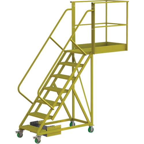 Cantilever Rolling Ladder, Unsupported, 7 Steps, 40" Platform Depth, 70" Platform Height