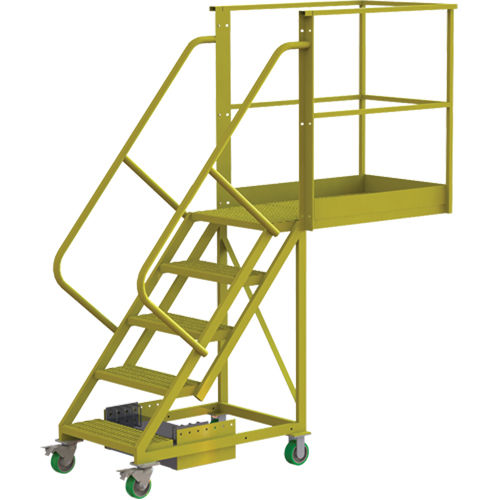 Cantilever Rolling Ladder, Unsupported, 5 Steps, 40" Platform Depth, 50" Platform Height