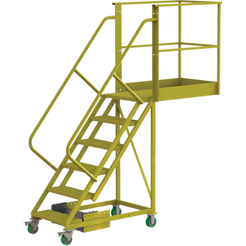 Cantilever Rolling Ladder, Unsupported, 6 Steps, 40" Platform Depth, 60" Platform Height
