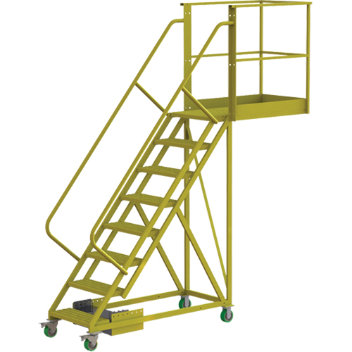 Cantilever Rolling Ladder, Unsupported, 8 Steps, 40" Platform Depth, 80" Platform Height