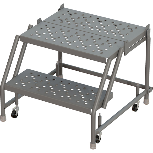 Deep Top Step Rolling Ladder, 2 Steps, 16" Step Width, 20" Platform Height, Steel