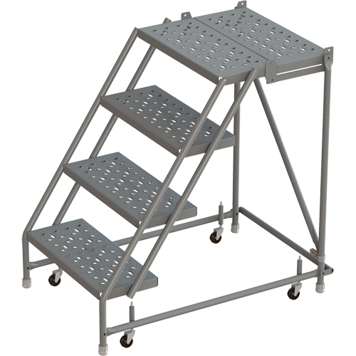 Deep Top Step Rolling Ladder, 4 Steps, 16" Step Width, 40" Platform Height, Steel