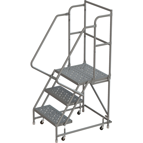 Deep Top Step Rolling Ladder, 3 Steps, 16" Step Width, 30" Platform Height, Steel