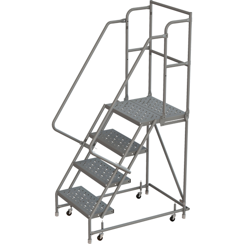 Deep Top Step Rolling Ladder, 4 Steps, 24" Step Width, 40" Platform Height, Steel