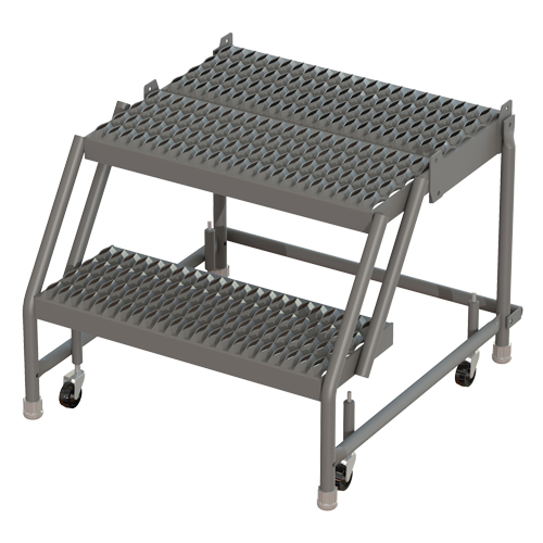Deep Top Step Rolling Ladder, 2 Steps, 24" Step Width, 20" Platform Height, Steel