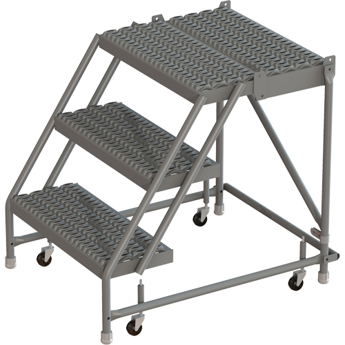 Deep Top Step Rolling Ladder, 3 Steps, 16" Step Width, 30" Platform Height, Steel