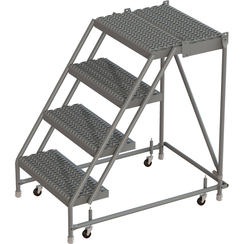 Deep Top Step Rolling Ladder, 4 Steps, 24" Step Width, 40" Platform Height, Steel