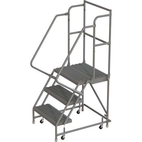 Deep Top Step Rolling Ladder, 3 Steps, 24" Step Width, 30" Platform Height, Steel