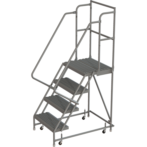 Deep Top Step Rolling Ladder, 4 Steps, 16" Step Width, 40" Platform Height, Steel