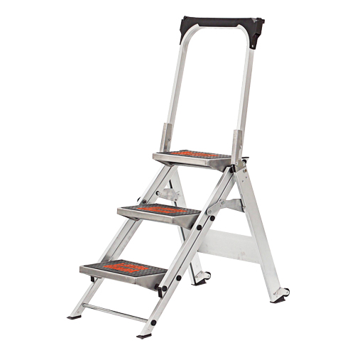 Safety Stepladder with Bar & Tray, 2.2', Aluminum, 300 lbs. Capacity, Type 1A