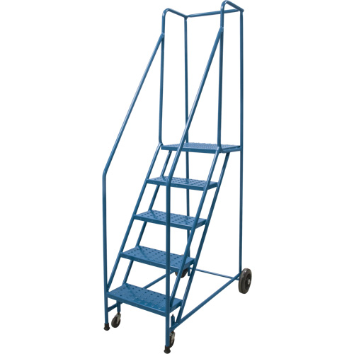 Rolling Step Ladder, 5 Steps, 18" Step Width, 46" Platform Height, Steel