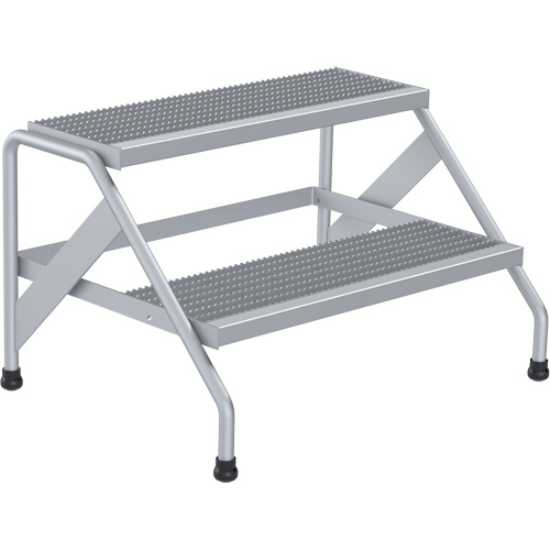 Aluminum Step Stand, 2 Step(s), 32-13/16" W x 24-9/16" L x 20" H, 500 lbs. Capacity