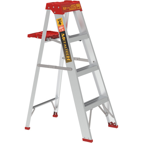 Step Ladder with Paint Tray, 4', Aluminum, 200 lbs. Capacity, Type 3