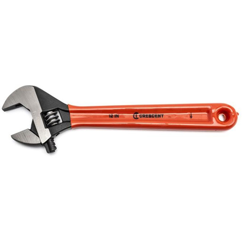 Crescent Adjustable Wrenches, 12" L, 1-1/2" Max Width, Black