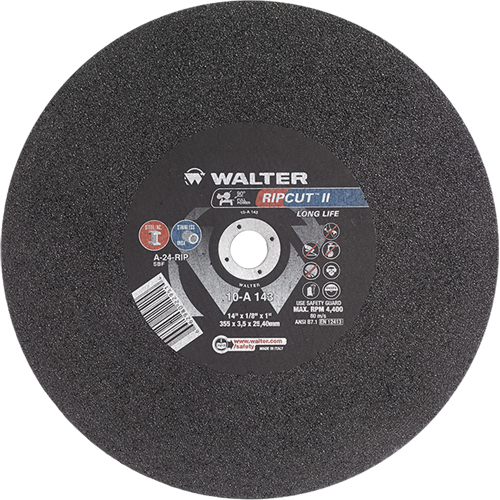 Ripcut II™ High Performance Cut-Off Wheel for Stationary Saws, 14" x 1/8", 1" Arbor, Type 1, Aluminum Oxide, 4400 RPM