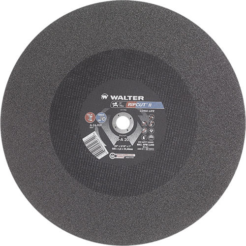 Ripcut II™ High Performance Cut-Off Wheel for Stationary Saws, 20" x 3/16", 1" Arbor, Type 1, Aluminum Oxide, 3000 RPM