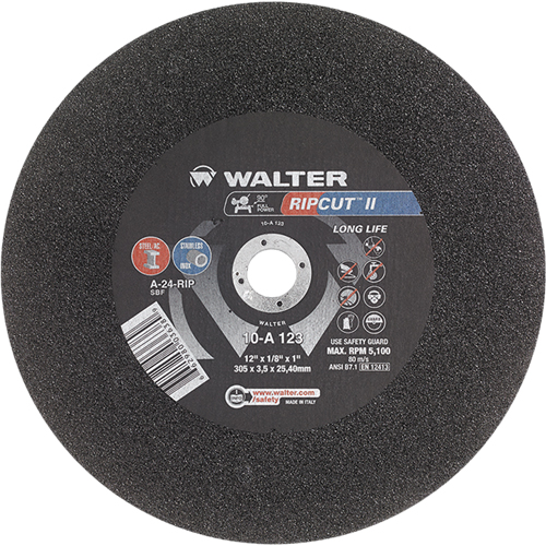 Ripcut II™ High Performance Cut-Off Wheel for Stationary Saws, 20" x 3/16", 40 mm Arbor, Type 1, Aluminum Oxide, 3000 RPM