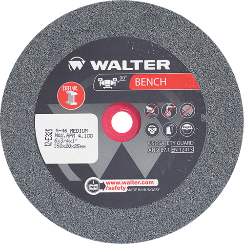 Bench Grinding Wheels, 6" x 3/4", 1" Arbor, 1