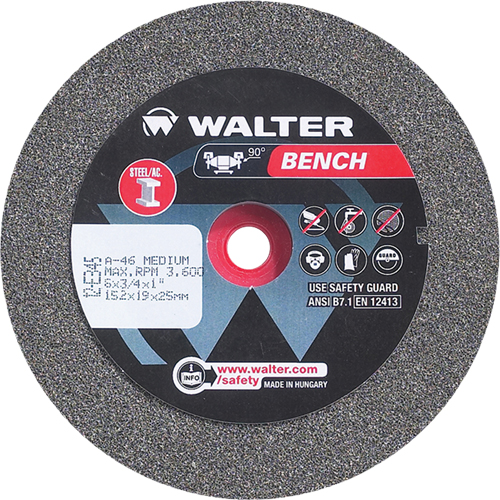 Bench Grinding Wheels, 6" x 1", 1" Arbor, 1