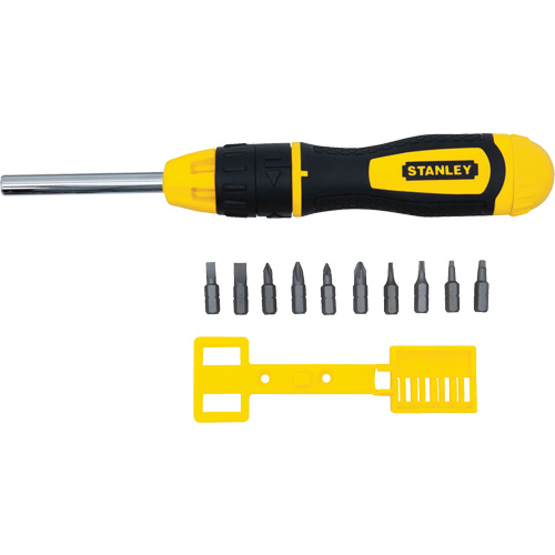 Multi-Bit Ratchet Screwdriver with 10 Bits, Cushion Grip Handle