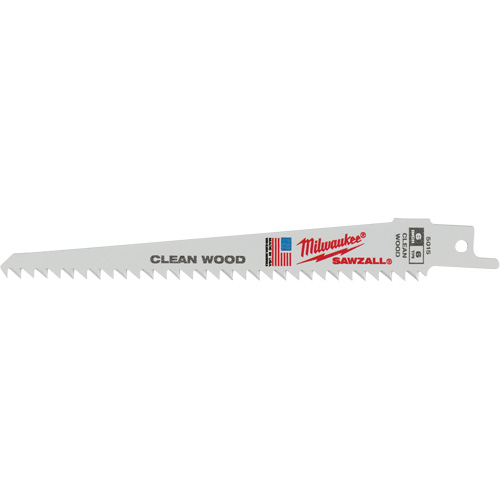 Fleam Ground Sawzall® Reciprocating Blade, Bi-Metal, 6 TPI, 6" L x 3/4" W
