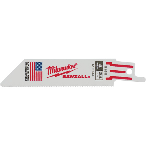 Sawzall® Reciprocating Saw Blades, Bi-Metal, 24 TPI, 4" L x 3/4" W