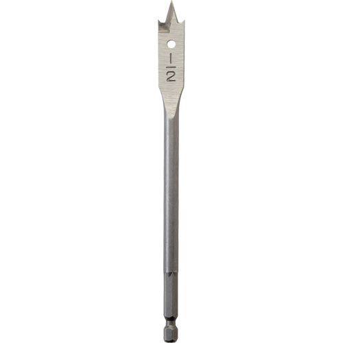 Flat Boring Bit, 1/2" Diameter, 1/4" Hex Shank, 6" Length