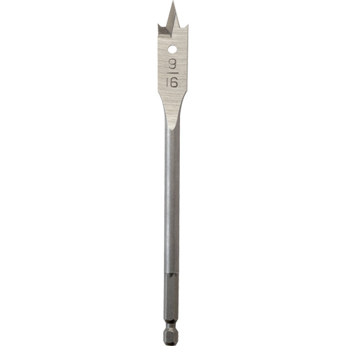 Flat Boring Bit, 9/16" Diameter, 1/4" Hex Shank, 6" Length