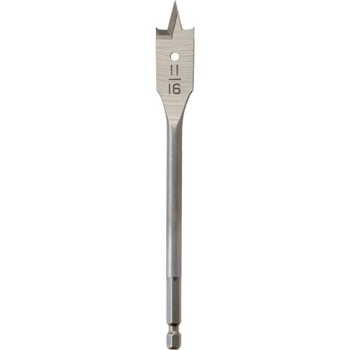 Flat Boring Bit, 11/16" Diameter, 1/4" Hex Shank, 6-1/8" Length