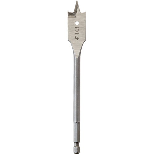 Flat Boring Bit, 3/4" Diameter, 1/4" Hex Shank, 6" Length