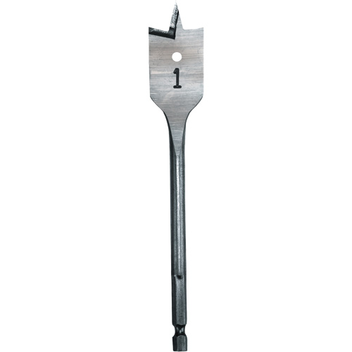 Flat Boring Bit, 1" Diameter, 1/4" Hex Shank, 6" Length