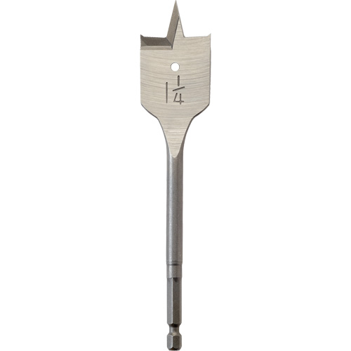 Flat Boring Bit, 1-1/4" Diameter, 1/4" Hex Shank, 6" Length