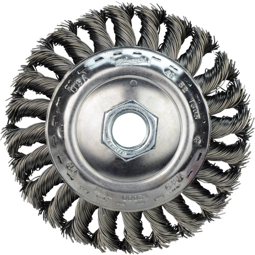 Stringer Bead Wire Wheel, 4" Dia., 0.02" Fill, 5/8"-11 Arbor, Stainless Steel