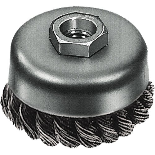 Knot Wire Cup Brush, 3" Dia. x 5/8"-11 Arbor