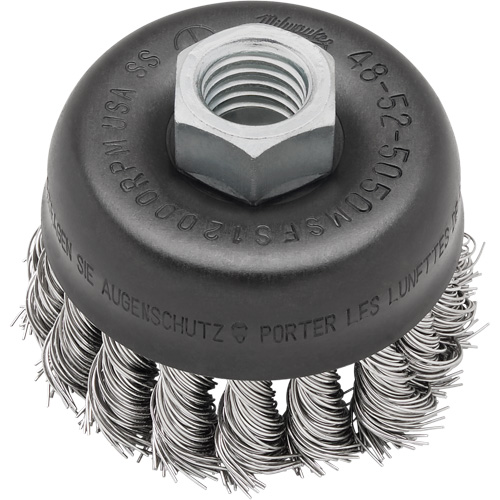 Knot Wire Cup Brush, 3" Dia. x 5/8"-11 Arbor